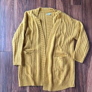 Cozy Mustard Cable Knit Cardigan